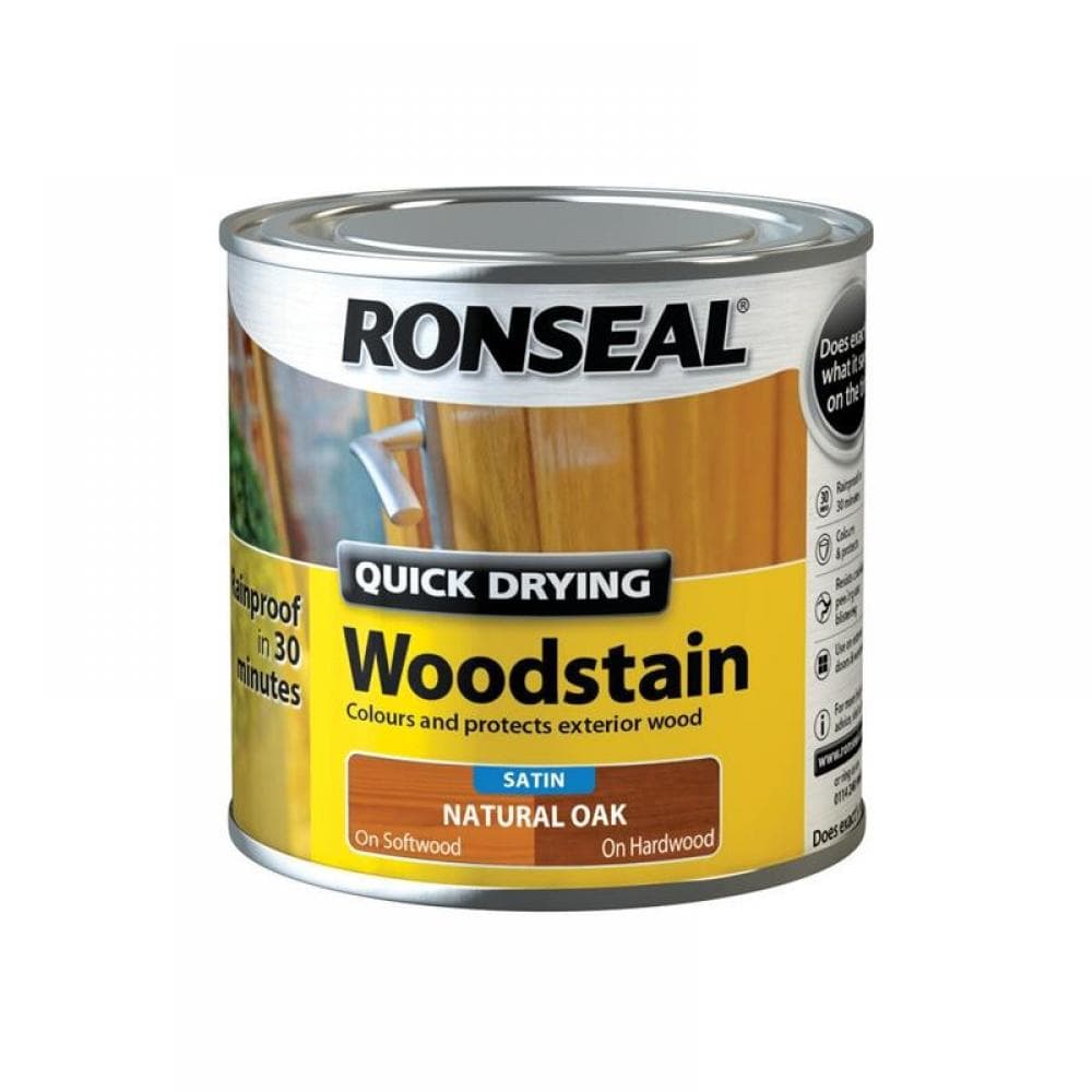 Ronseal Quick Drying  Woodstain Satin Exterior Natural Oak 250ml 