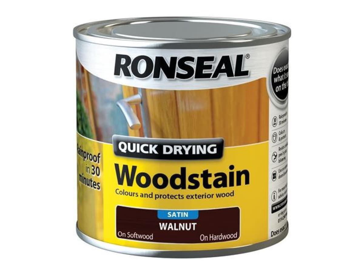 Ronseal Quick Drying  Woodstain Satin Exterior Smoked Walnut 250ml 