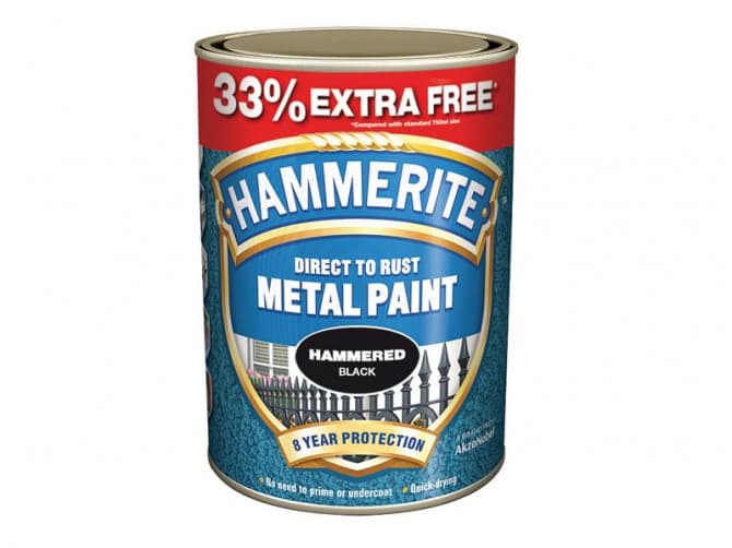 Hammerite Metal Paint Hammered - Silver - 750ml + 33% = 1L Tin (5158236)