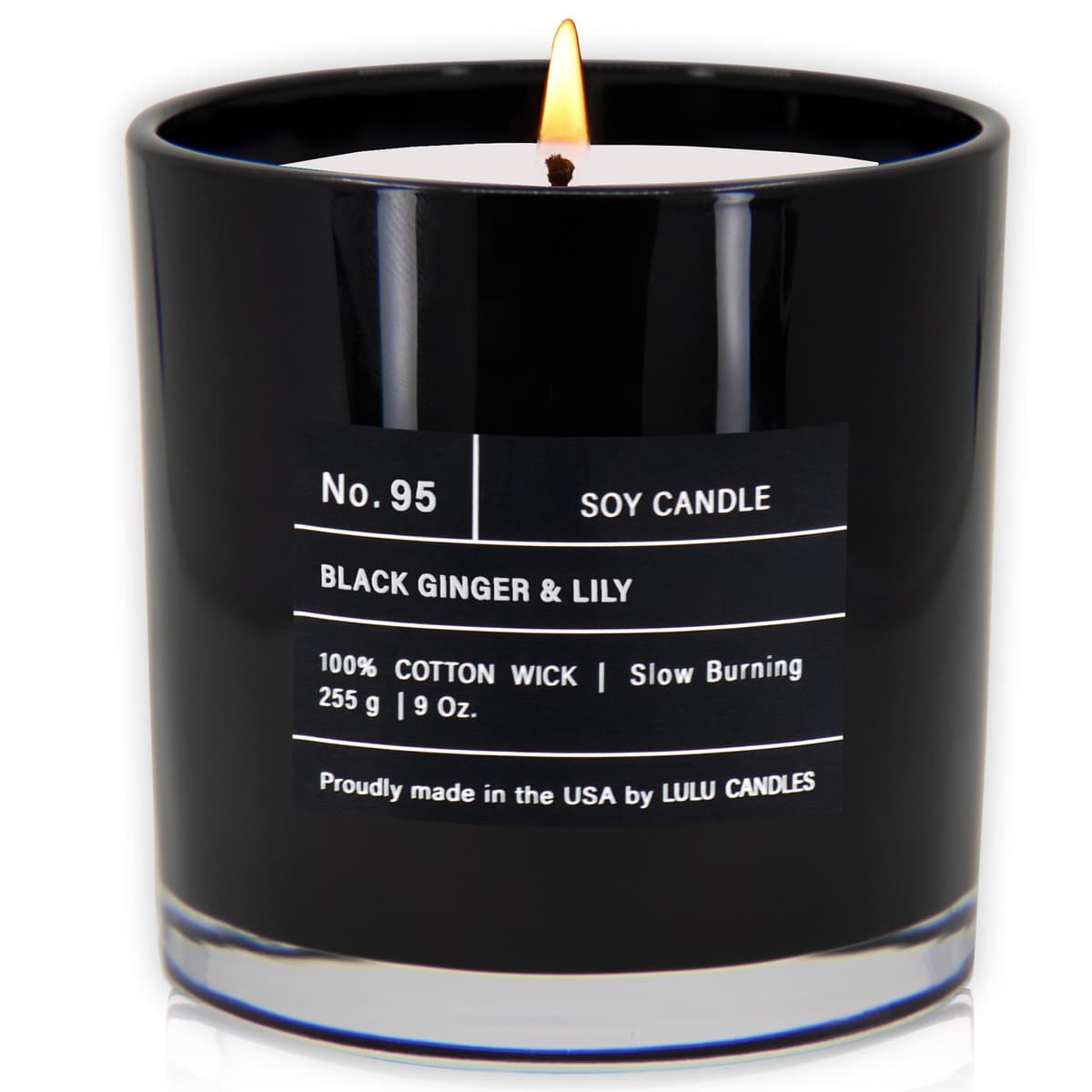 Luxury Glass Jar Candle with Lid - Black Ginger - uk0179
