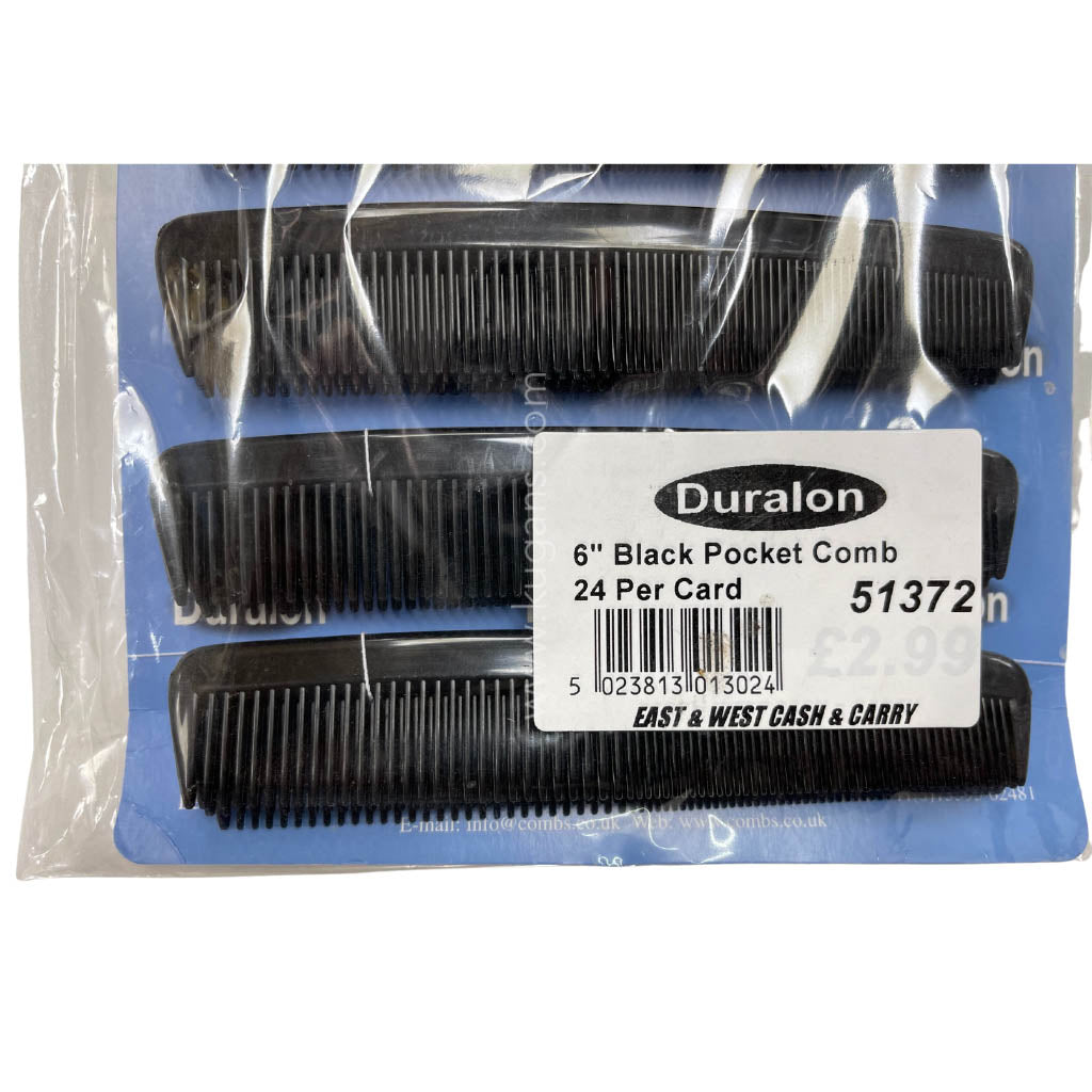 Duralon Black Pocket Comb - 24 per Card image
