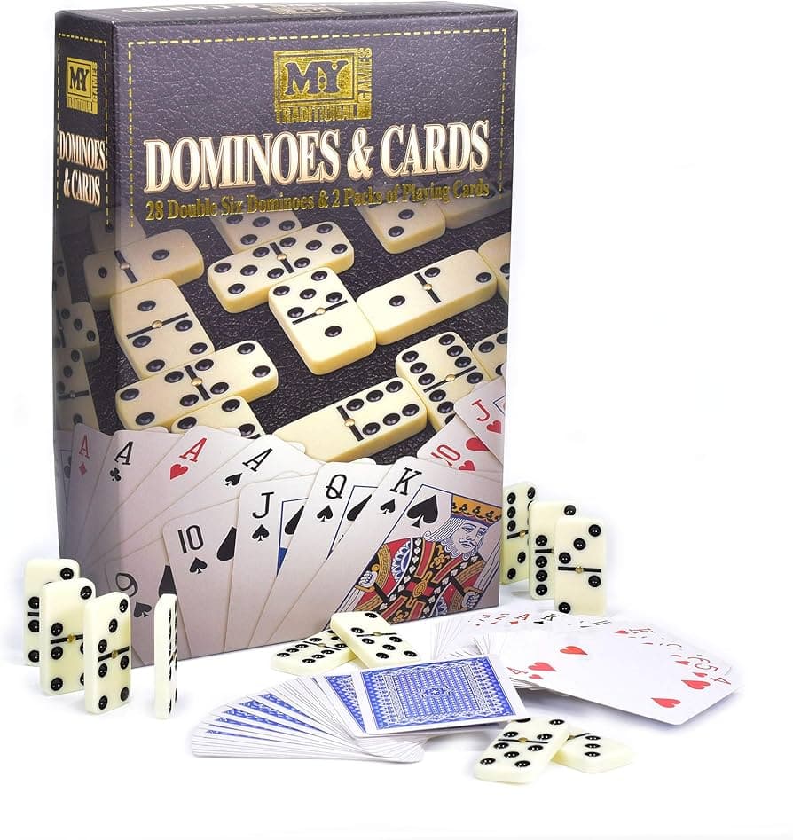 Kandy Toys 28pc Double Six Dominoes & 2 Pack  Playing Cards "m.y"
