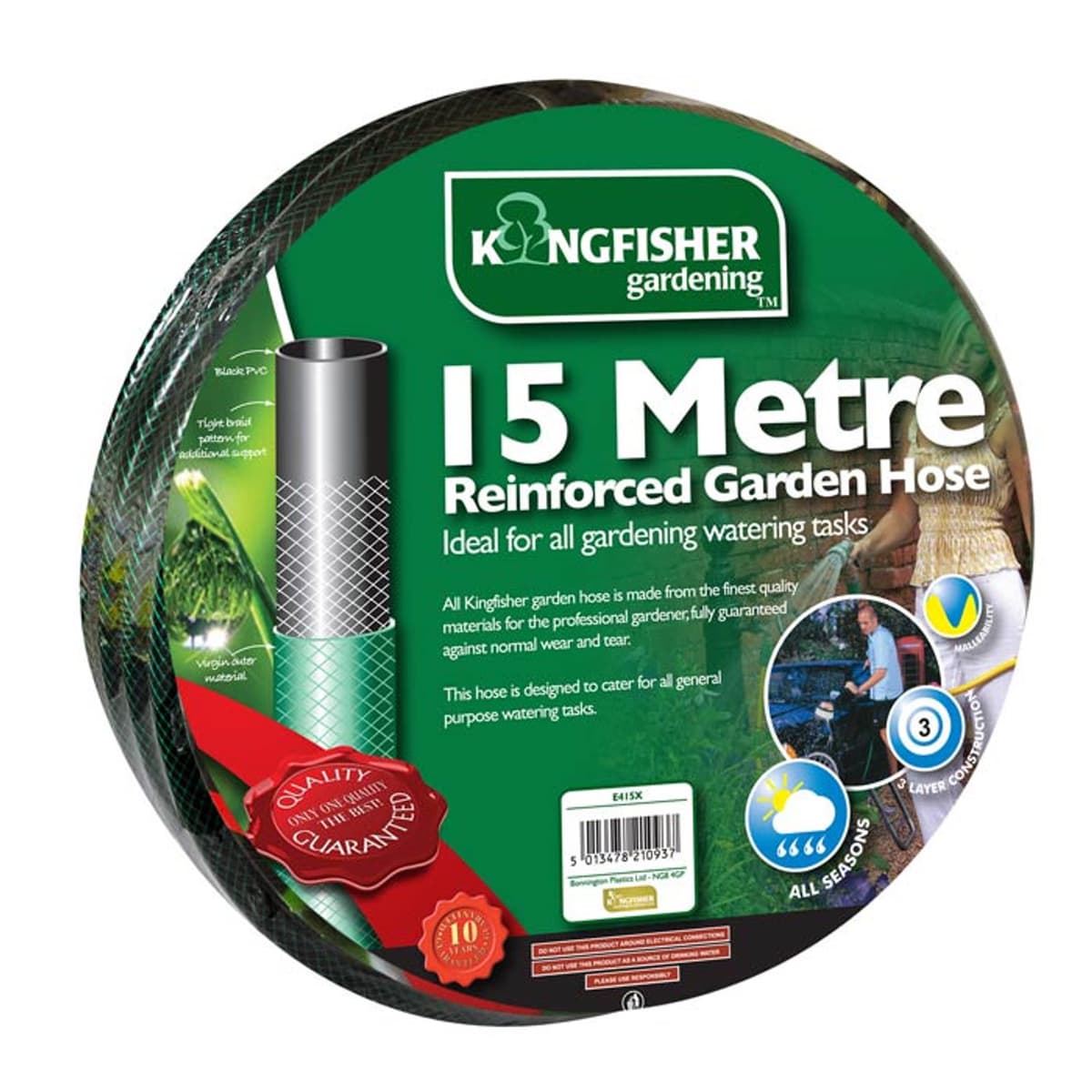 Kingfisher Reinforced Garden Hose 15m [E415X] 
