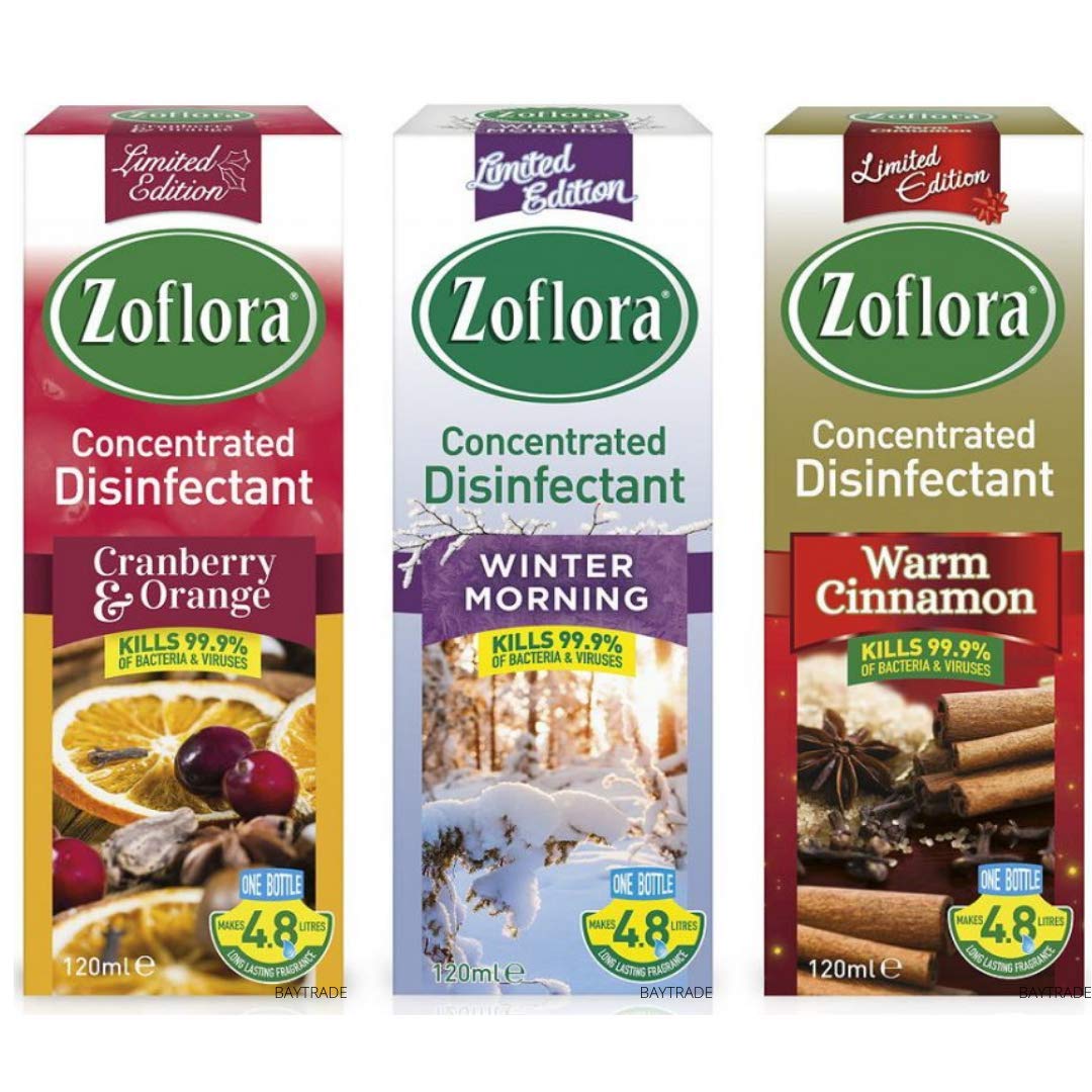 Zoflora 120ml Concentrated Disinfectant - Winter Collection (Cranberry & Orange, Winter Morning, Warm Cinnamon) image