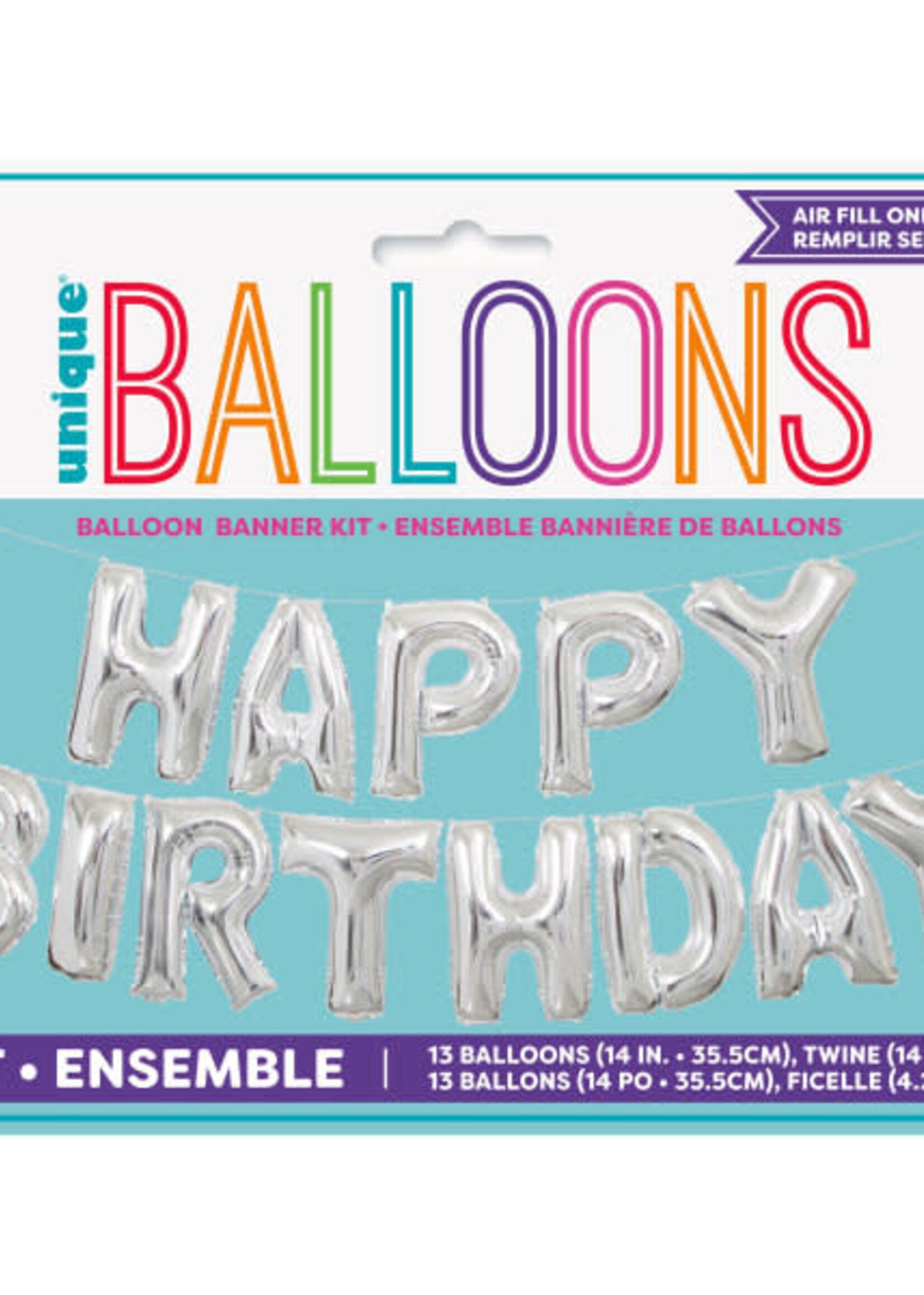 Unique Party 14" Rnbw Hb Ltr Bln Bnr Kit image