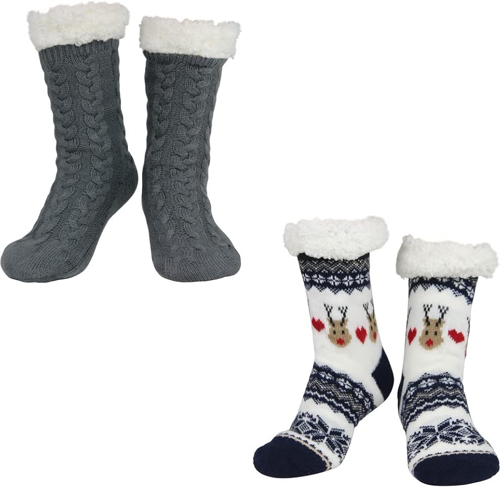 RJM   LADIES 2PACK SUPER  SOFT SLIPPER SOCKS WITH GRIP image