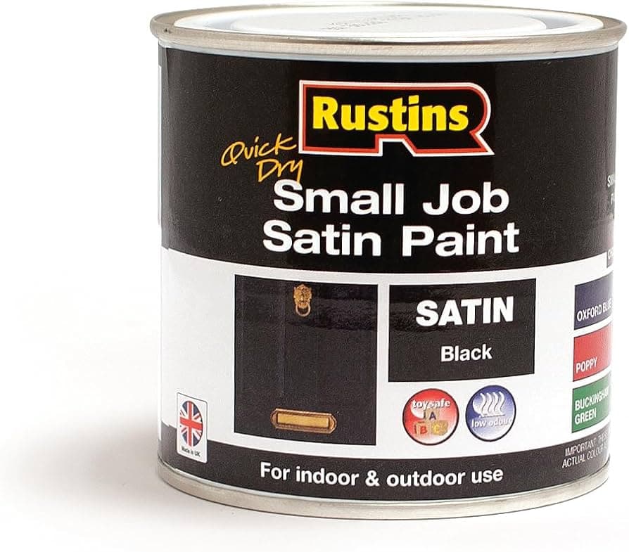 Rustins QD satin small job Black paint 250ml (SPBLW250)