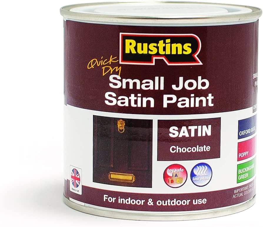 Rustins QD satin small job chocolate paint 250ml (SPCHW250)