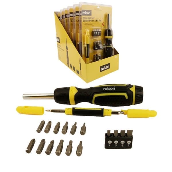 Rolson 22pc Ratcheting Screwdriver Set (28451)