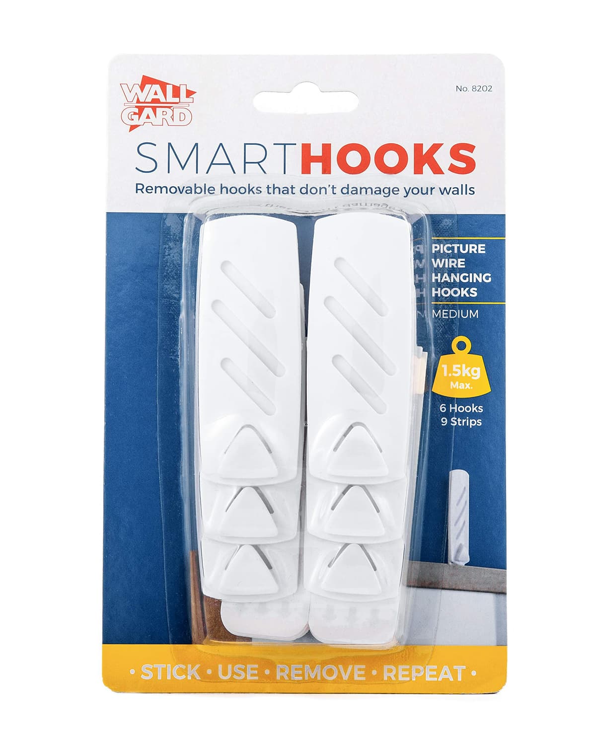 Wall Gard Medium Picture Wire Hook White 6PK