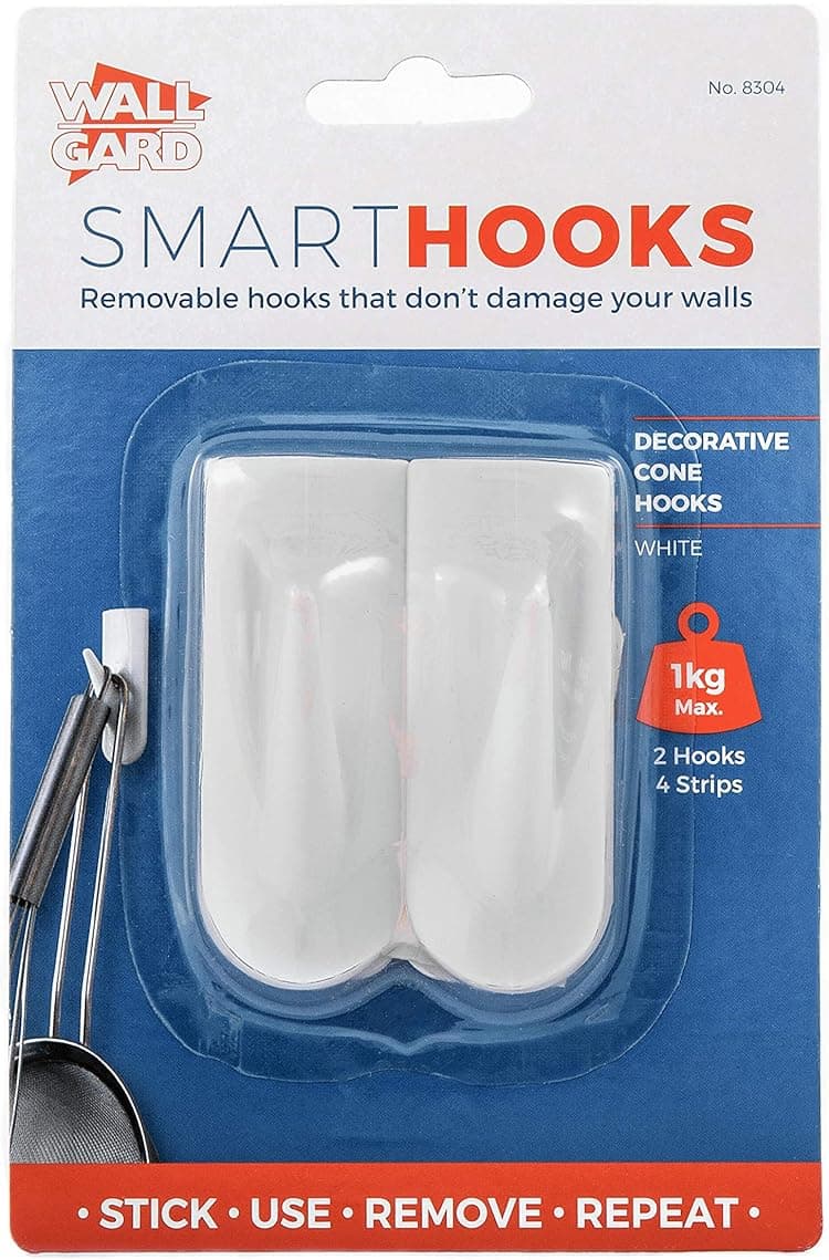 Wall Gard Cone Hooks White 2PK