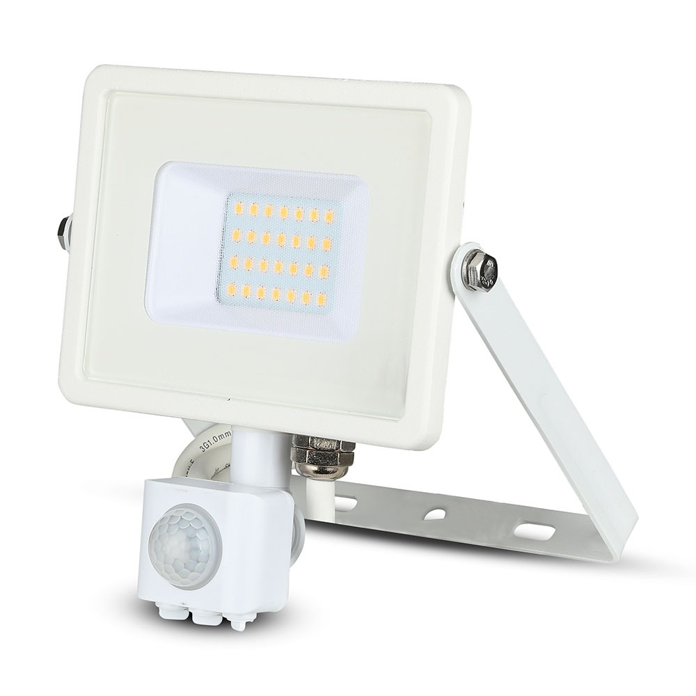 Vt-20-s 20w Smd Pir Sensor Floodlight With Samsung Chip Colorcode:6400k White Body White Glass image