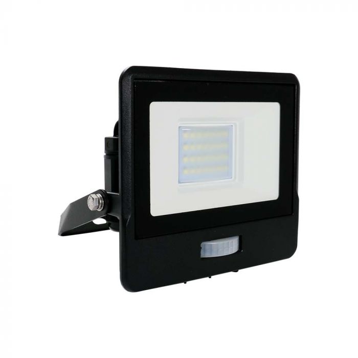 Vt-20-s 20w Smd Pir Sensor Floodlight With Samsung Chip Colorcode:4000k Black Body Grey Glass image