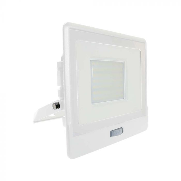Vt-50-s 50w Smd Pir Sensor Floodlight With Samsung Chip Colorcode:6400k White Body White Glass image