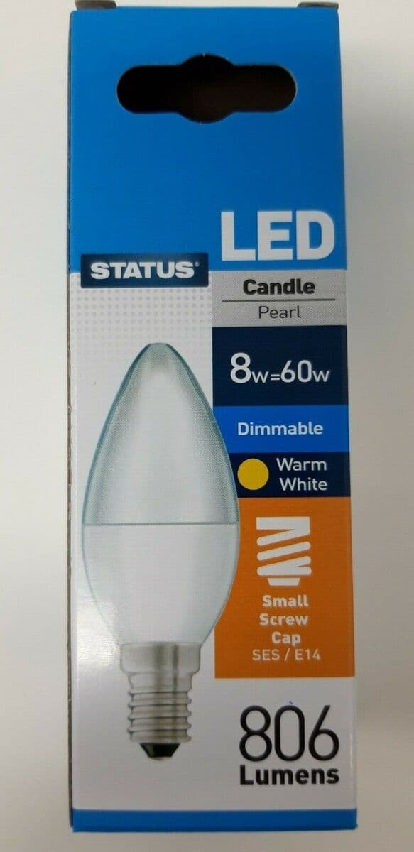 STATUS  8w=60w  Led Candle Es 1pk Box
