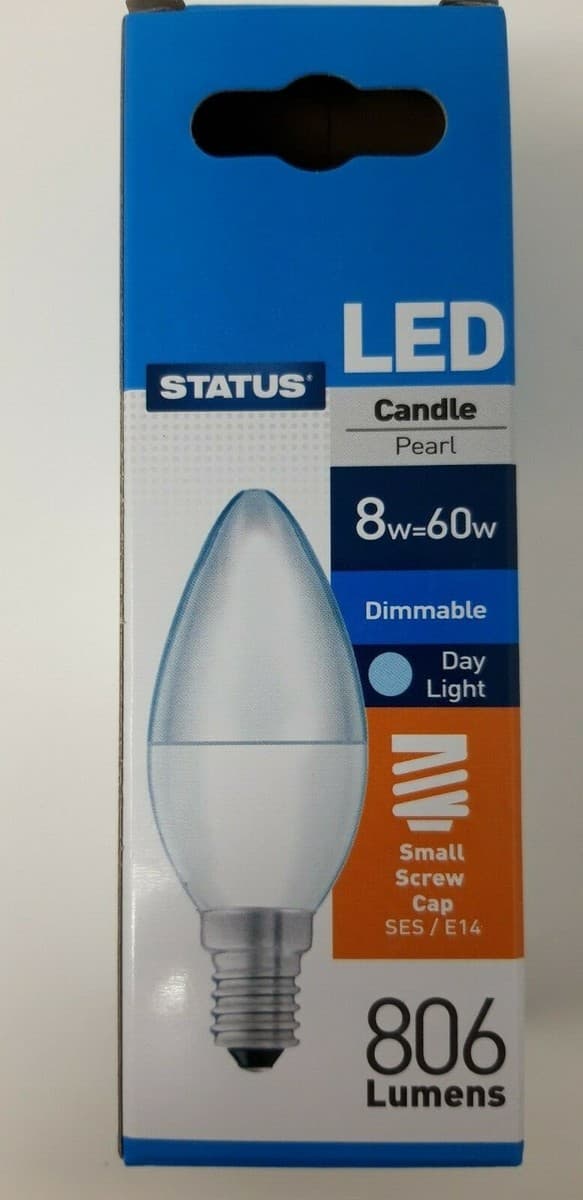 STATUS  8w=60w Led- Candle Es Ww 2 Pk Box