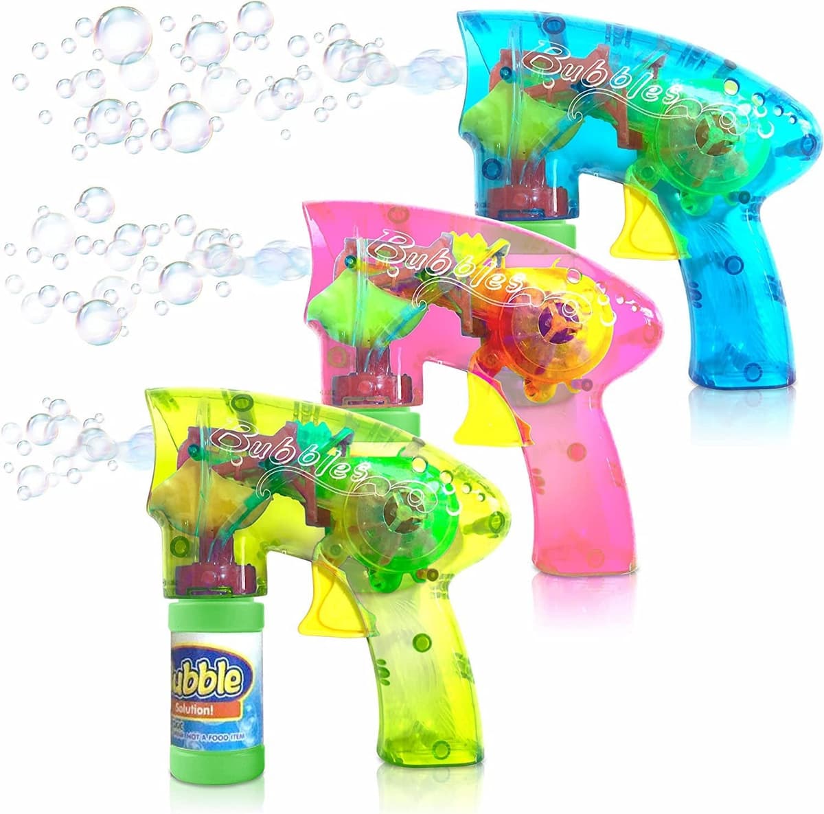Kandy Toys Light Up Friction Bubble Gun 3 Assorted Colours On Bc