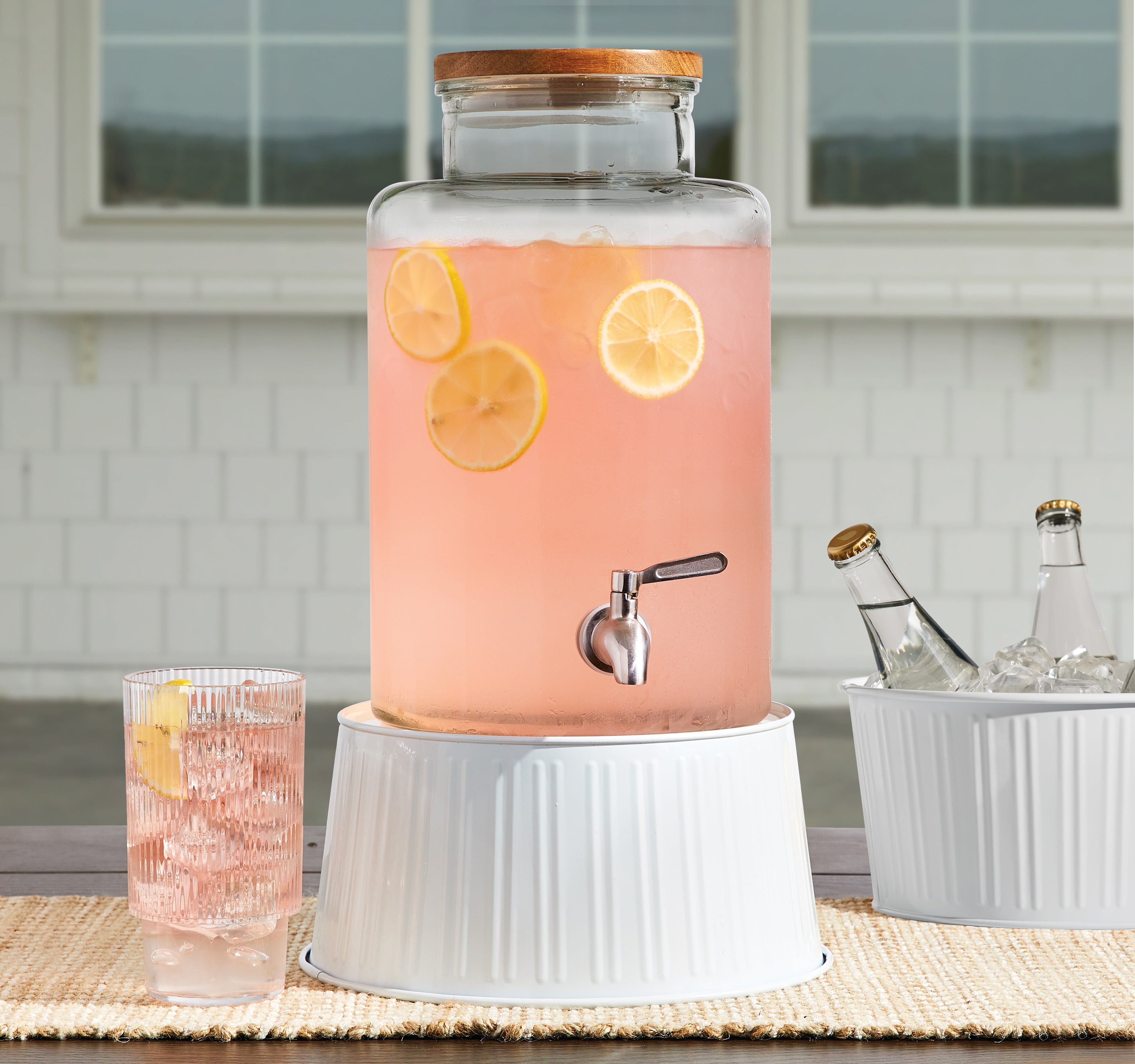RSW Glass Drinks Dispenser 8l With Metal Stand/ice Buc image