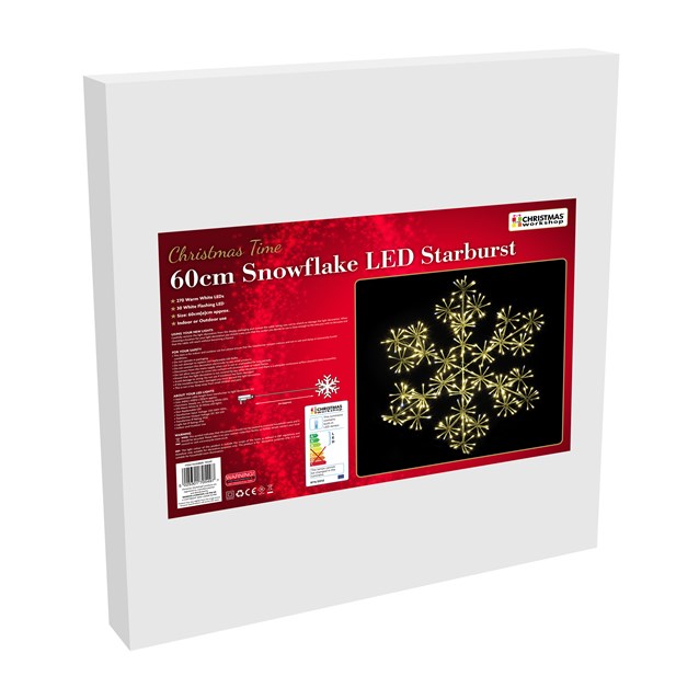 BENROSS 60CM 300 LED Starburst Snowflake - Warm Whit image