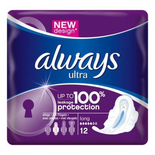 Always Ultra Long Pads 12's with Wings Dark Purple image