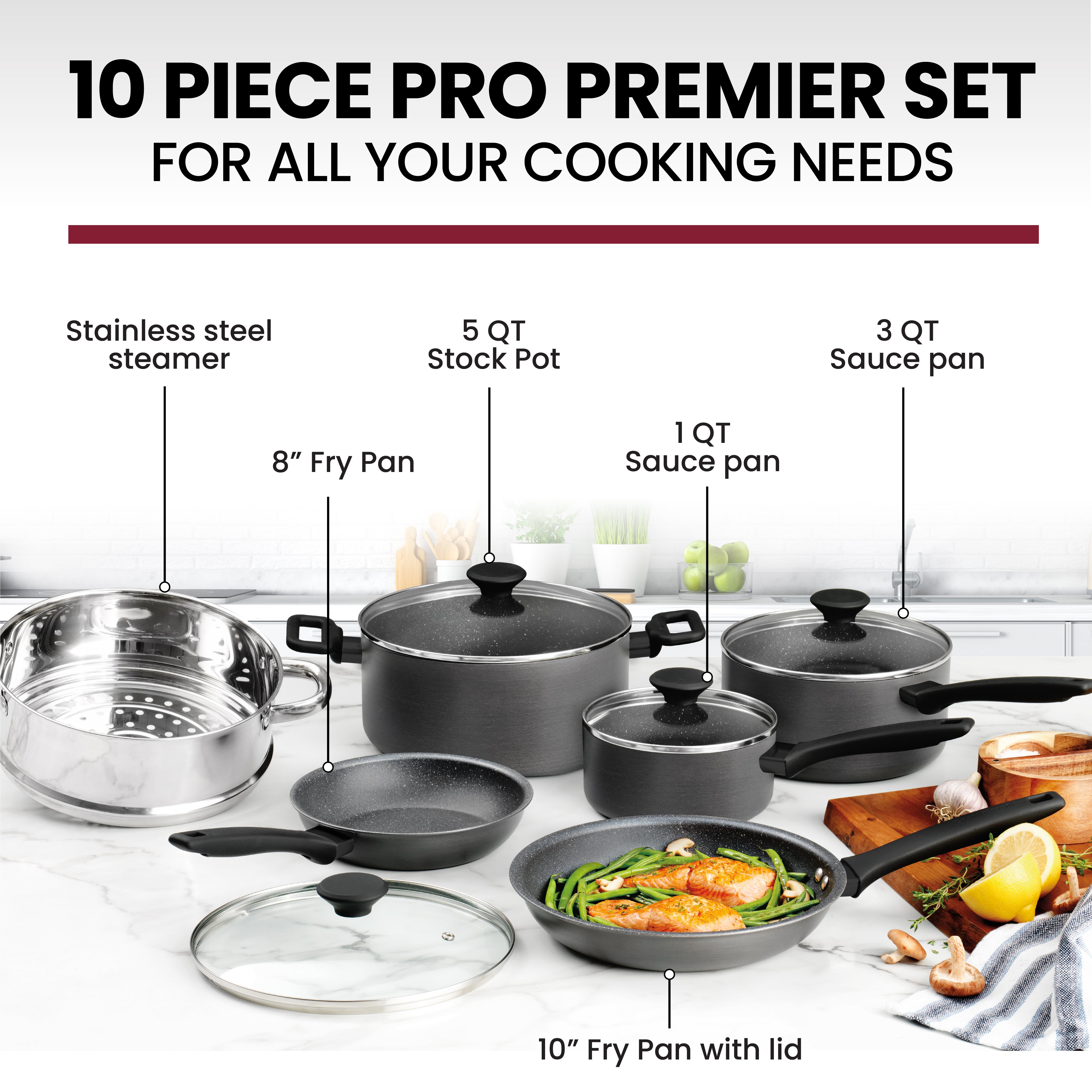 PREMIUM NON-STICK SAUCE POT 18X26- 10PCS SET - GRA image