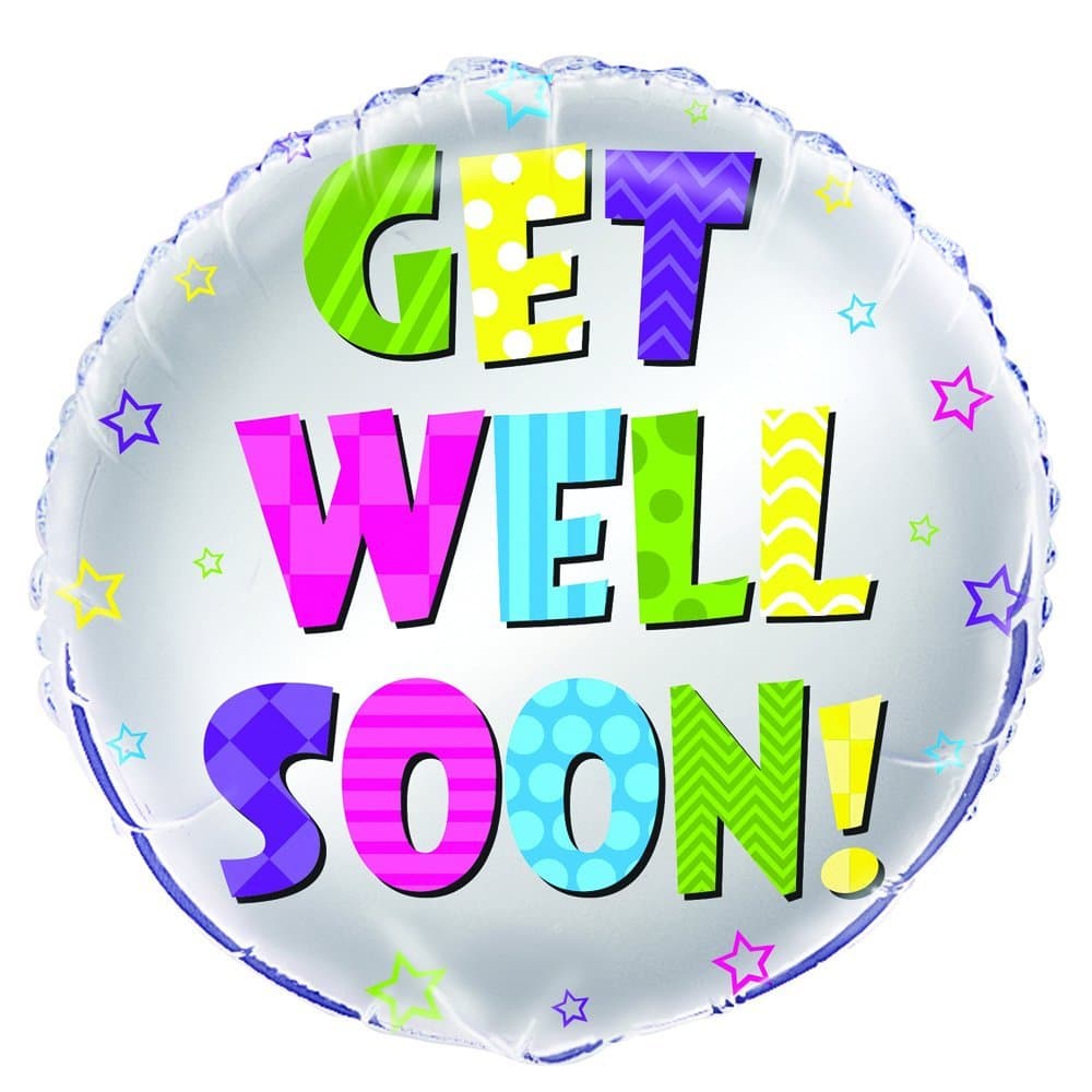 Unique Party 18"pkg Brght Get Well Fl Bln