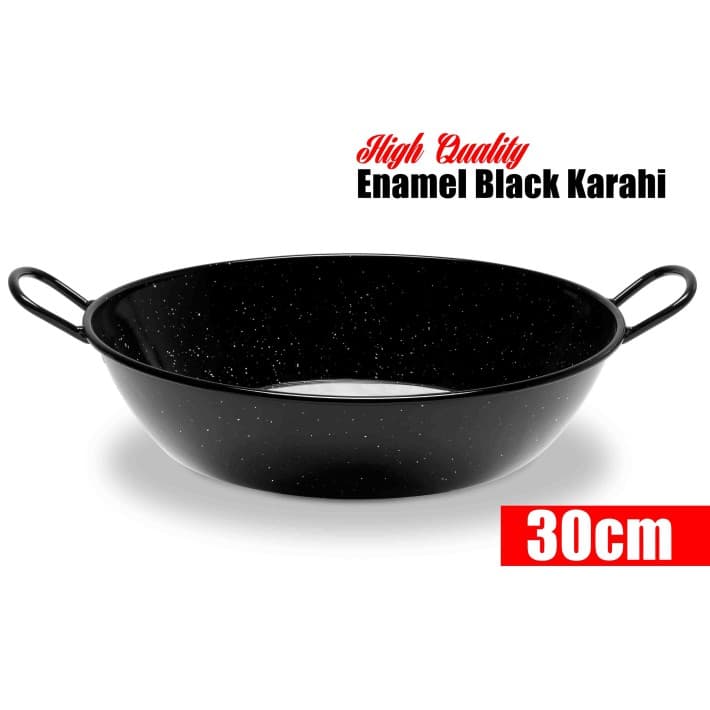 Tri Star Non stick BLack enamel karahi 30cm 