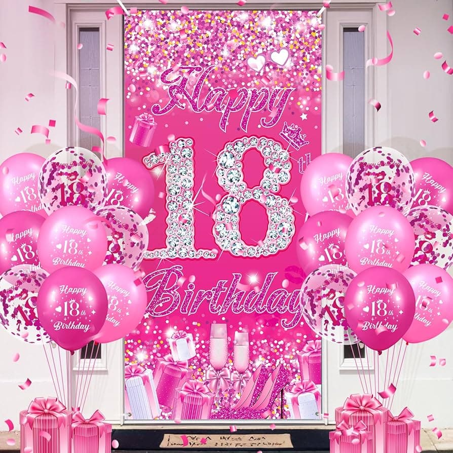 Unique Party 18" Pkg Glitz Pink Hb Fl Bln