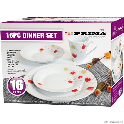 NT 16pc Dinner Set With Red And Cream Design image