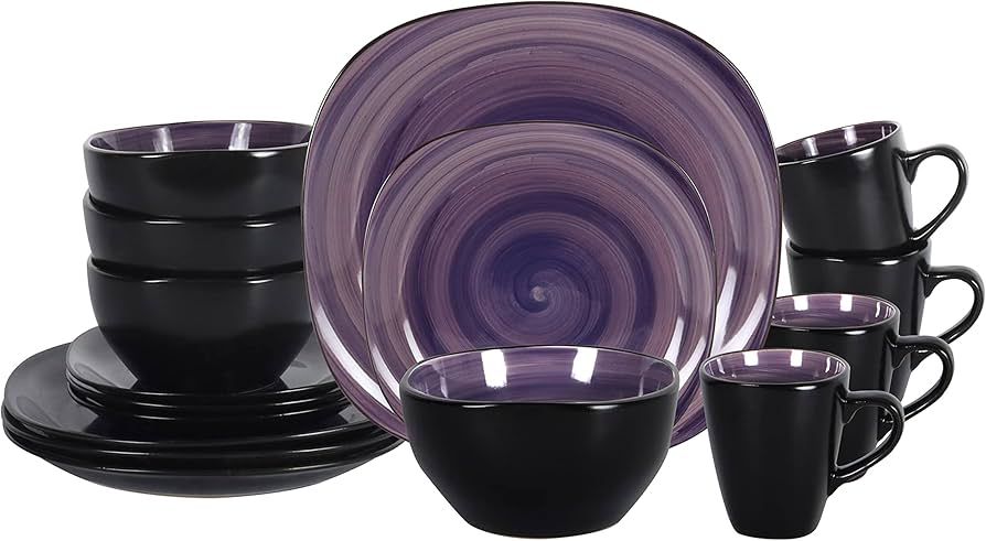 NT 16pc Dinner Set With Blue,black And Purple D image