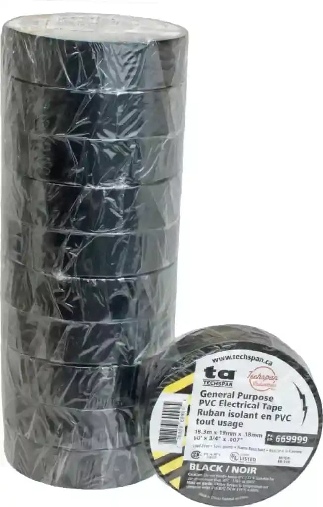NT 10pk Black Pvc Insulation Tape 19mm X 10m