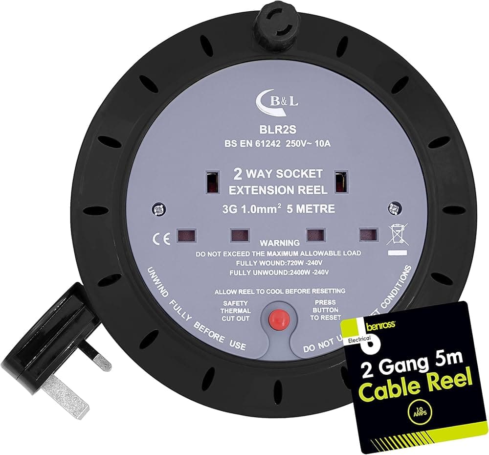 BENROSS 2 GANG 5M CABLE REEL