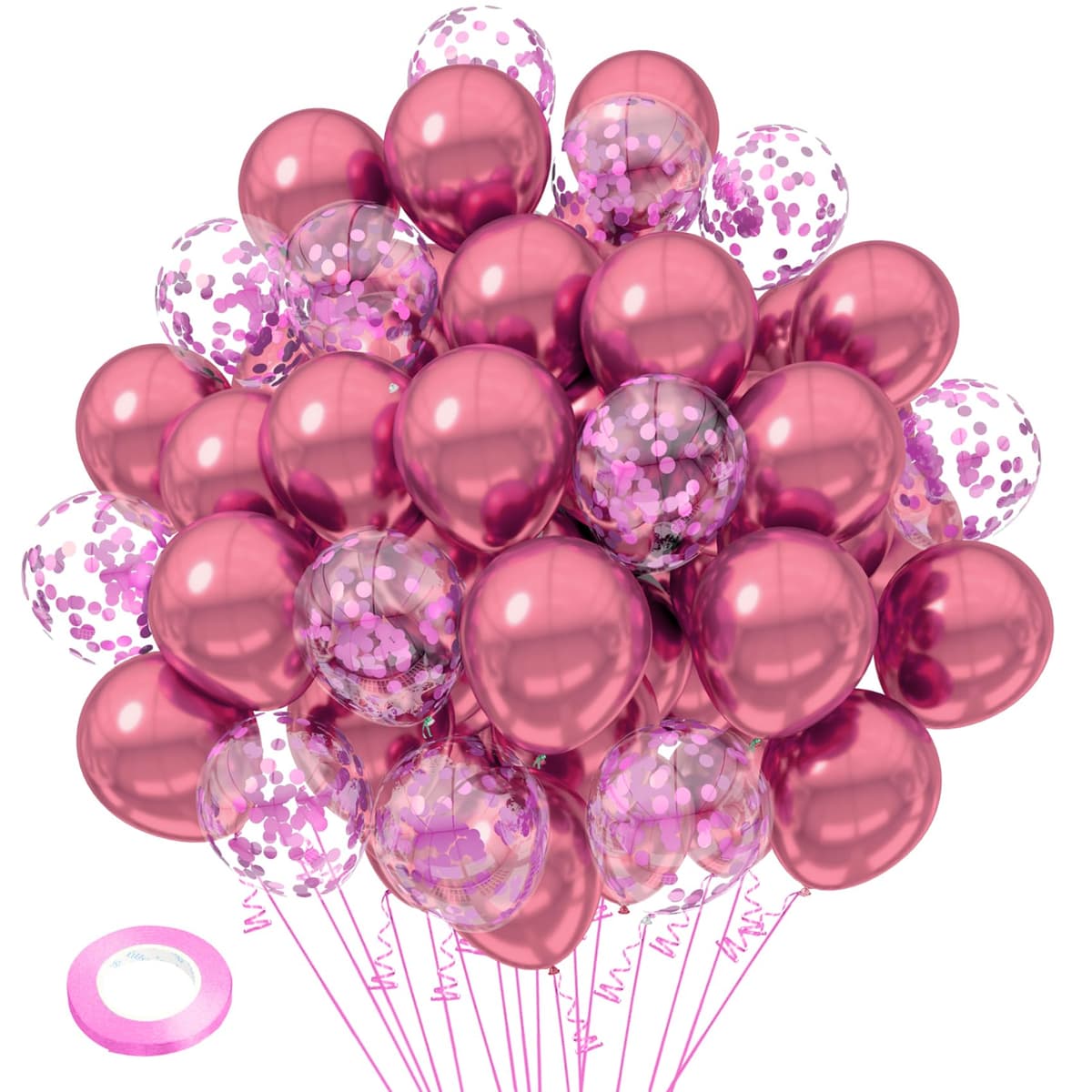 Unique Party 6 12" Glitz Pink 50 Bln Asst