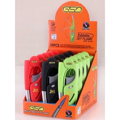 GSD WINDPROOF FOLDABLE BBQ LIGHTER JET FLAME & SOFT TOUCH  BOX 15PCS image
