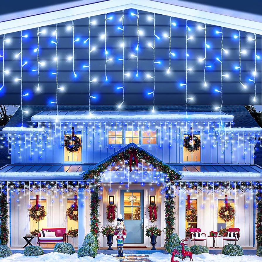 BENROSS   240 LED Icicle Chaser Lights - Blue & White image