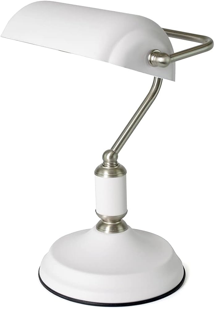 LLOYTRON  35w 'emperor' Bankers Lamp - White / Inox image