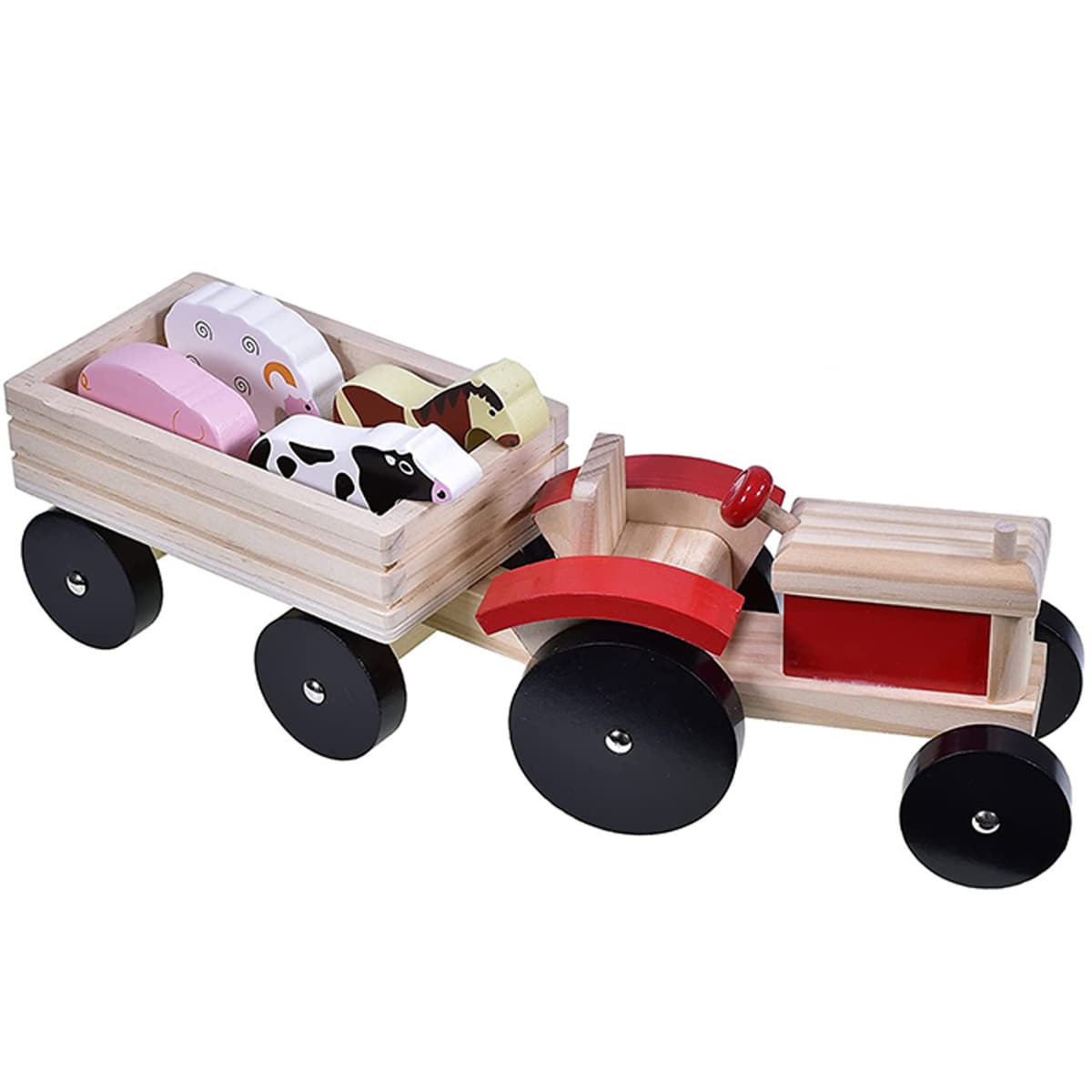 Kandy Toys Wooden Tractor & Trailor Playset