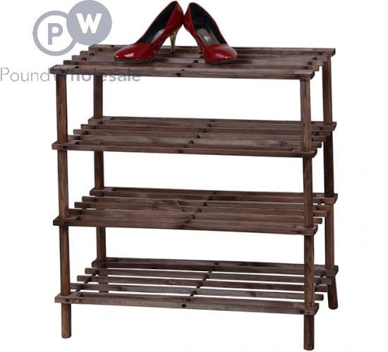 Prima 4  Tier Shoe Racks - Dark Oak 74x57x26.5cm