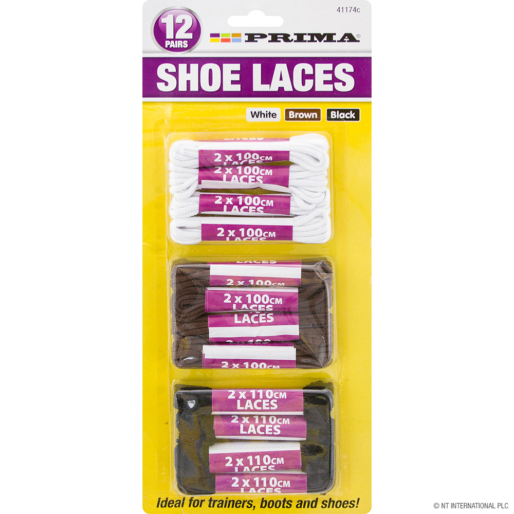 NT 12pair Shoe Laces White, Brown And Black image