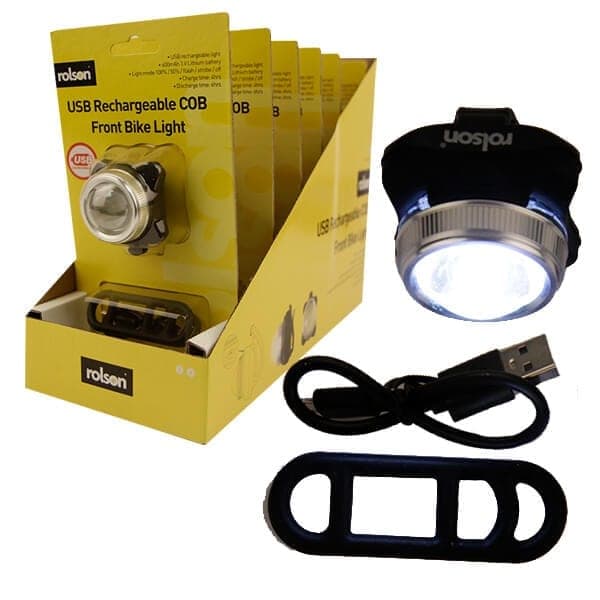 Rolson Usb Recghargeable Cob Bike Light