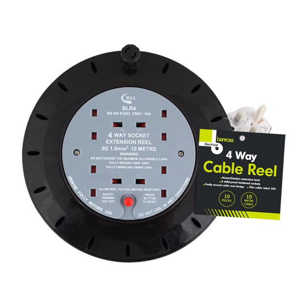 BENROSS 4 WAY 10M CABLE REEL image