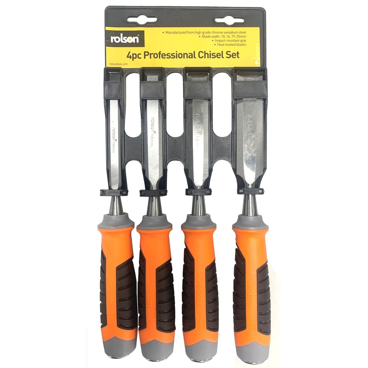 Rolson 4pc Crv Wood Chisel Set Pro
