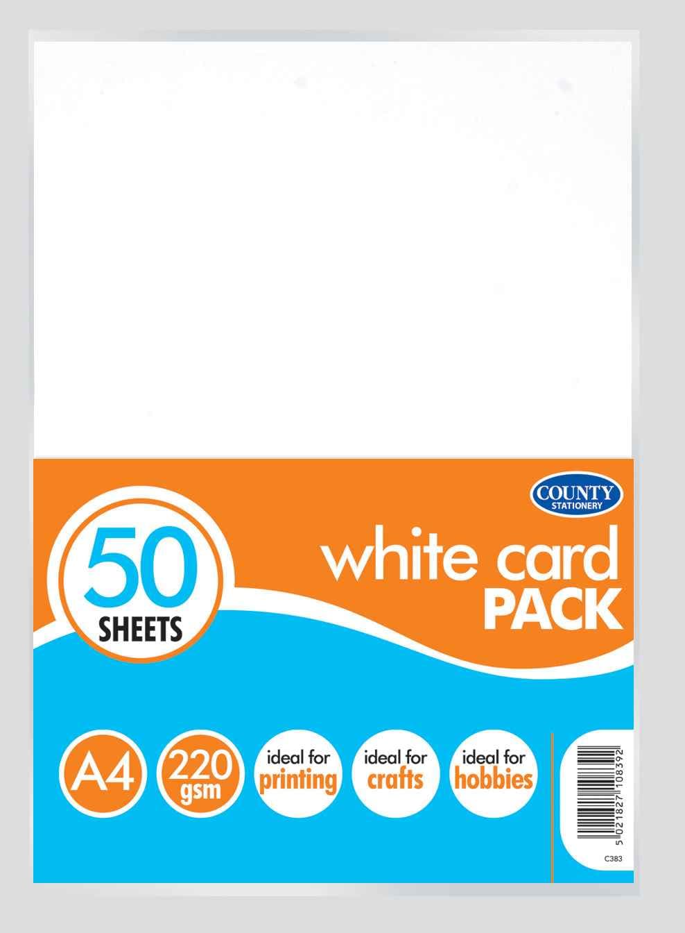 County A4 White Card Pk 220gm 50 Sheet