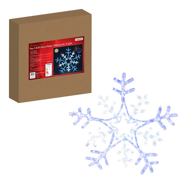 BENROSS 9M LED Blue/White Snowflake Rope Light Silhou image