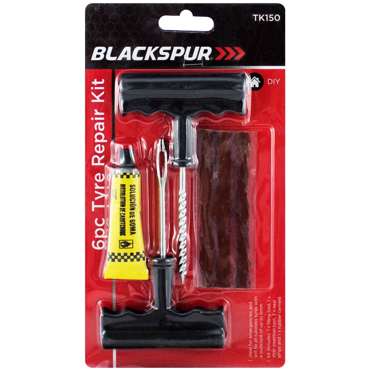 Blackspur 6pc Tyre Repair Kit