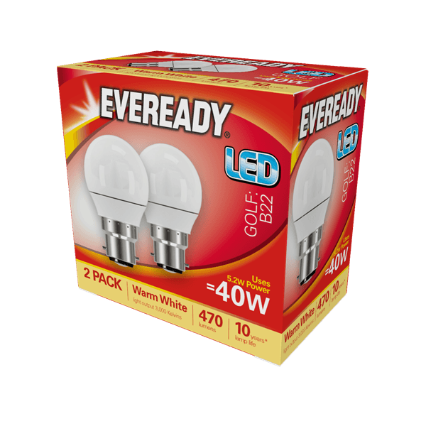 EVEREADY LED GOLF 470LM OPAL B22 WARM