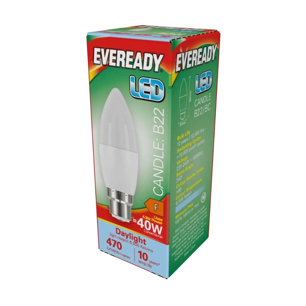 EVEREADY LED CANDLE 470LM OPAL B22