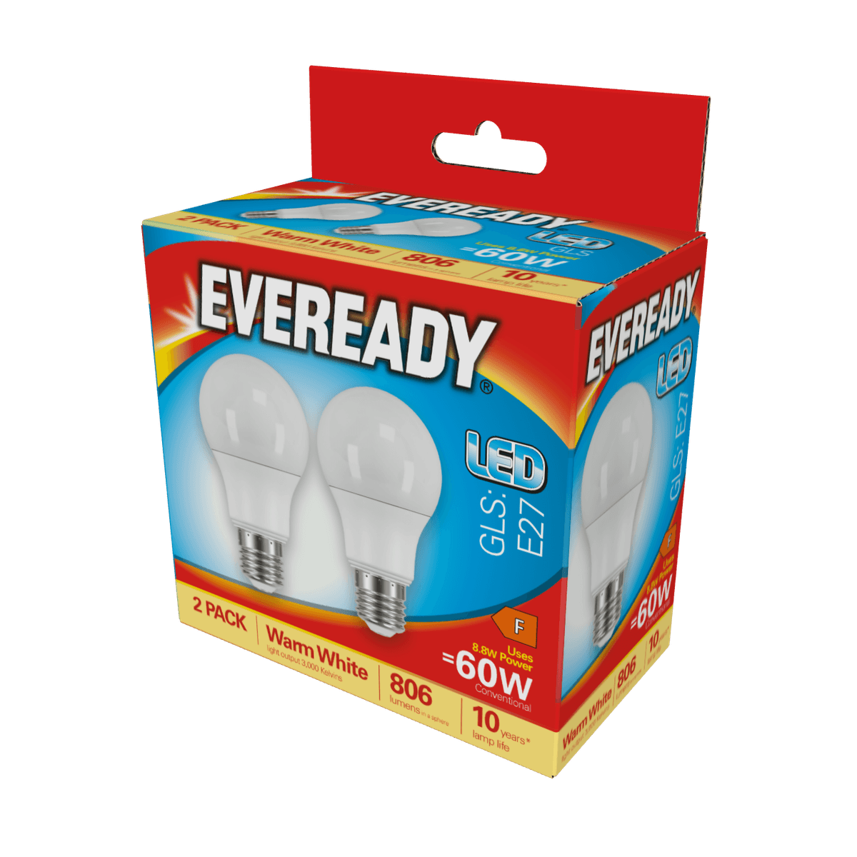 EVEREADY LED GLS 806LM E27 WARM WHITE