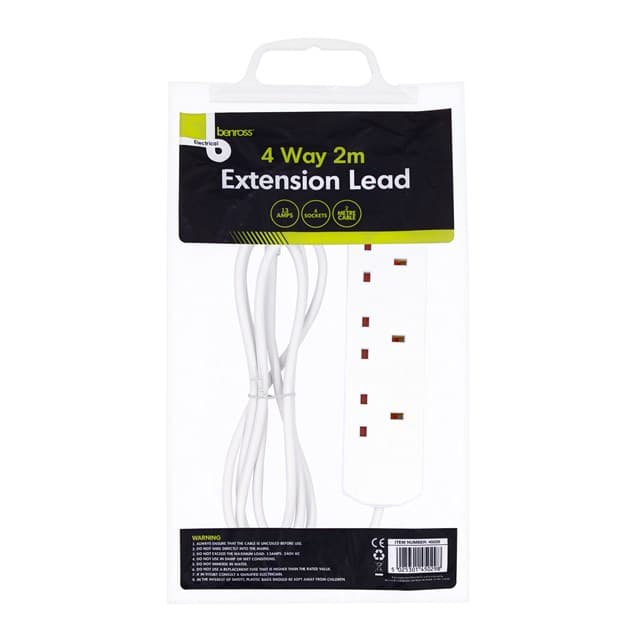 BENROSS 4 way 2m extension lead 13A