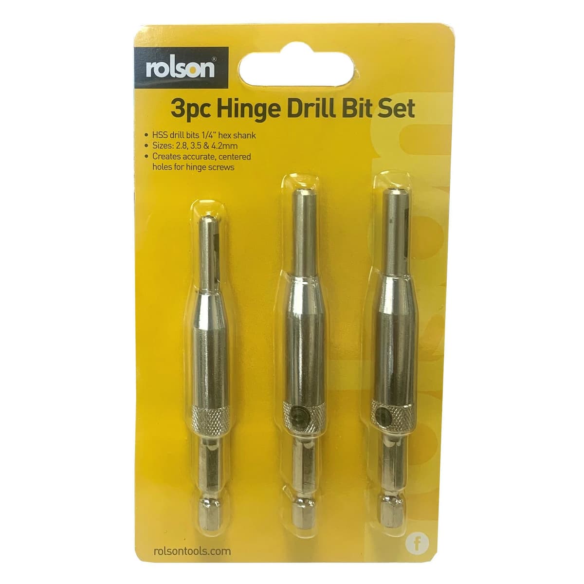 Rolson 3pc Hinge Drill Bit Set